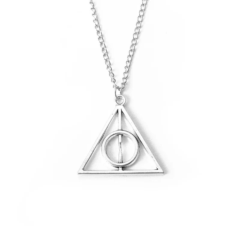 

Classic Hallows Death Pendant Necklace For Men Women Vintage Triangle Round Necklace Chain Fashion Jewelry Couple Necklace Gifts