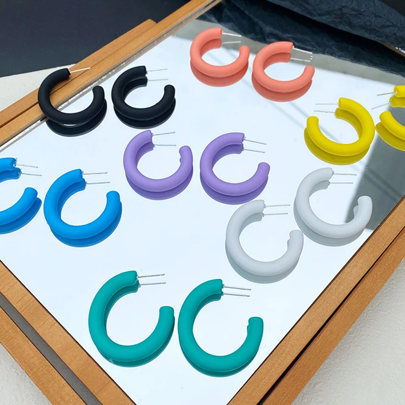 

Multicolor Acrylic Drop Earrings Blue Yellow 3.5cm Purple Geometric Dangler 6.5cm Round Eardrop Fashion Women Girl Gift Friends