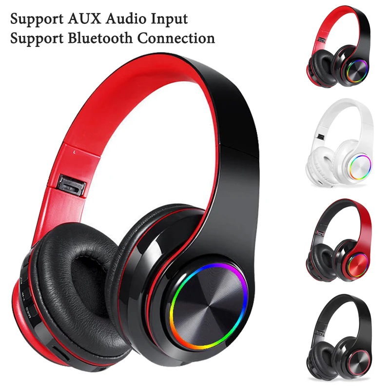 Складные Bluetooth наушники портативные стерео дыхательный светильник Поддержка TF