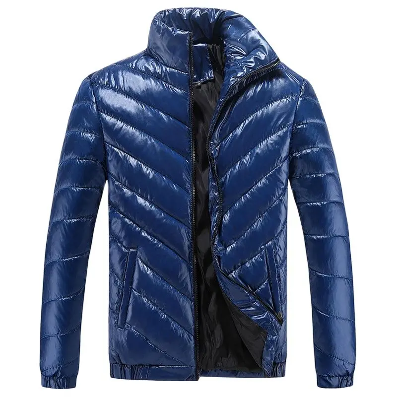 

Autumn Winter Down Cotton Casual Coat Fashion Men Cotton Jacket Solid Color Bomber Jacket Male Zipper Outerwear Parkas