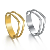 new trendy simple geometrical wave ring stainless steel gold color party finger rings jewelry birthday gift for men women