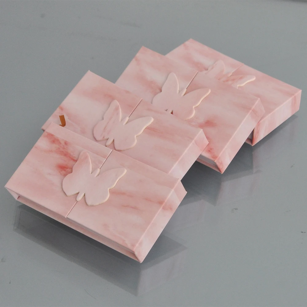 

10/Lot Wholesale Eyelash Packaging Box Lash Boxes Package Custom Rectangle Pink Butterfly Mink Lashes Makeup Storage Case Vendor