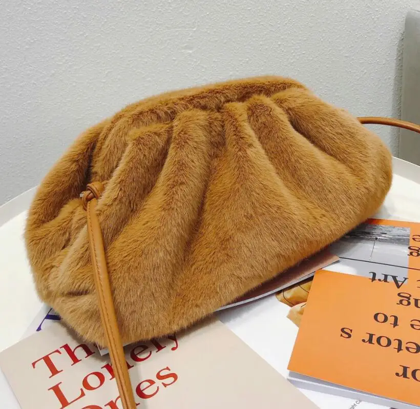 Fake fur brown Высокое качество, простая модная сумка-хобо из искусственной кожи, Женский Повседневный клатч, сумка-конверт, сумка через плечо, женская сумка, сумка - Color: Fake fur brown