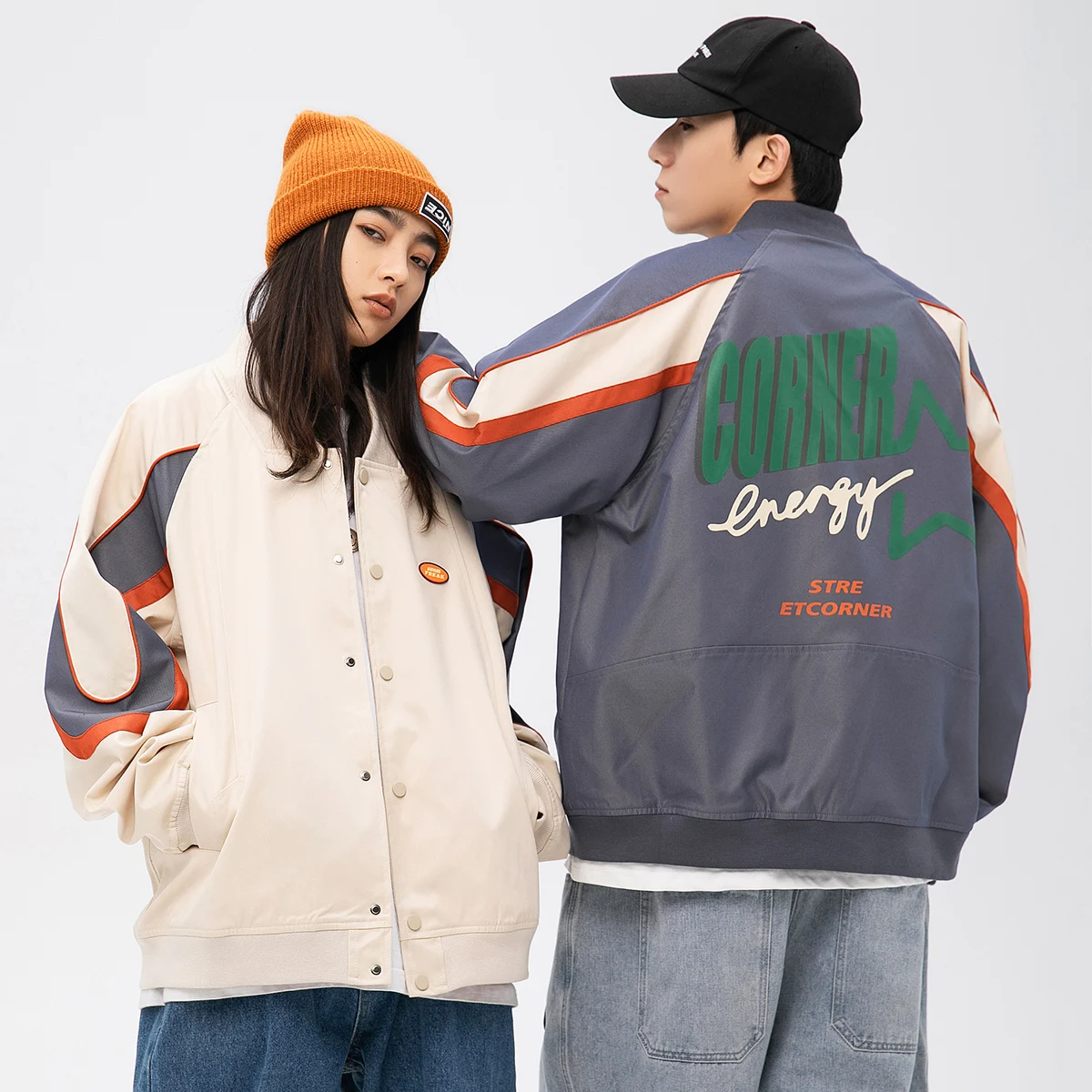 

KB 2021 Cargo Jackets Streetwear Hip Hop Buckles Multi Baseball Color Block Patchwork Coats Mens Fashion Harajuku Tops Outwear