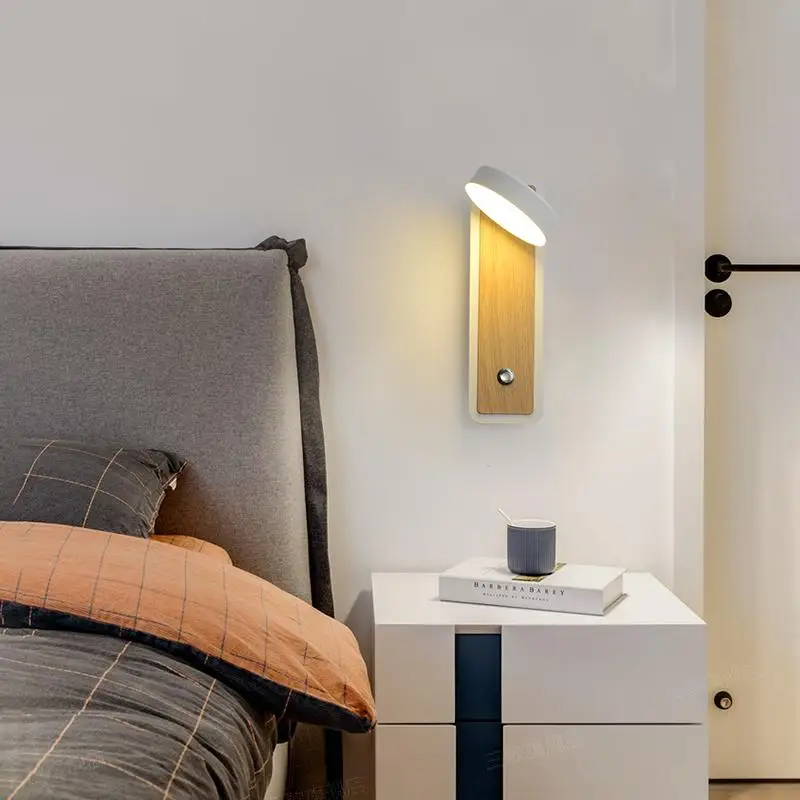 Скандинавский прикроватный настенный светильник белый/черный современный с