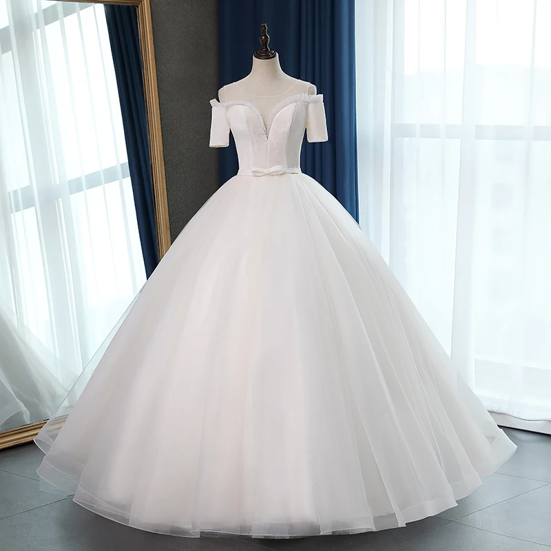 Fansmile короткий рукав качество Vestido De Noiva кружевное свадебное платье размера плюс Индивидуальные свадебные платья свадебное платье FSM-067F