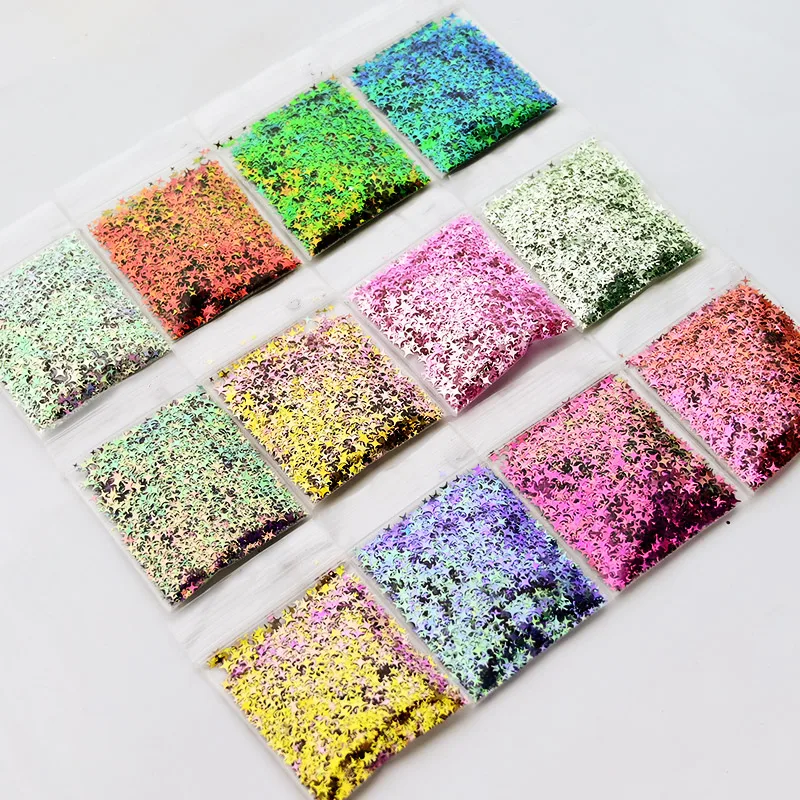 1kg/bag Chameleon Nail Flakes Resin Jewelry Making Mirror Acrylic Slices Sequins Glitter HOLOGRAPHIC 3D Stars Flakes Paillette