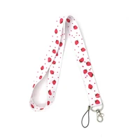 kawaii fruit strawberry keychain neck strap lanyard for keys id card badge holder diy hang rope mobile phone accessories keyring