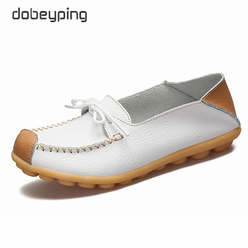 New Spring Autumn Shoes Women's Genuine Leather Woman Loafers Slip On Female Flats Casual Walking Ladies Shoe Large Size 35-44