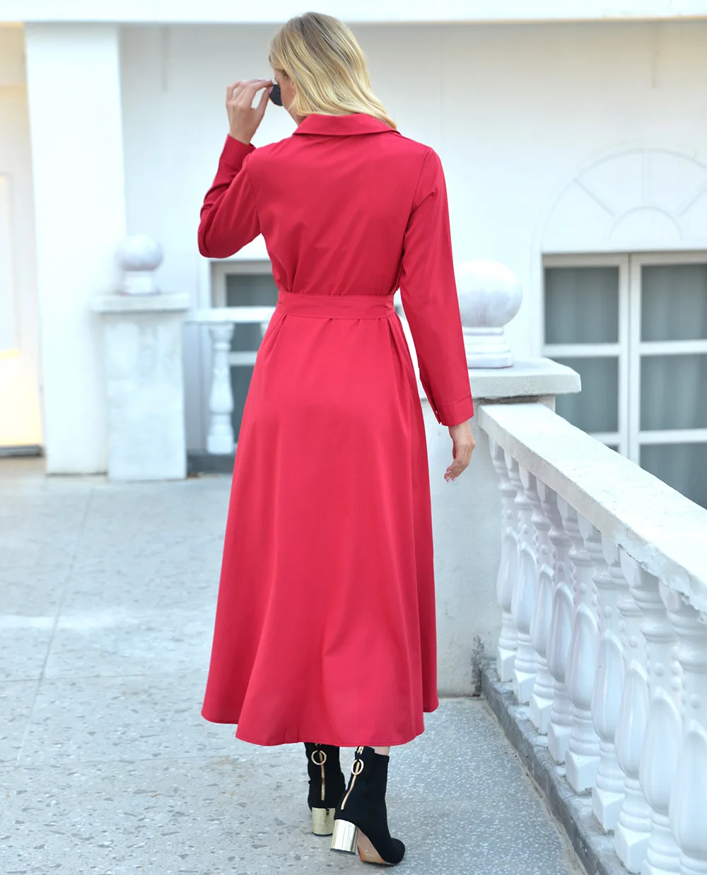 

2020 New Autumn Long-sleeved Windbreaker Women's Fashion Temperament Waist Button Single-breasted Mid-length Long-sleeved Dress