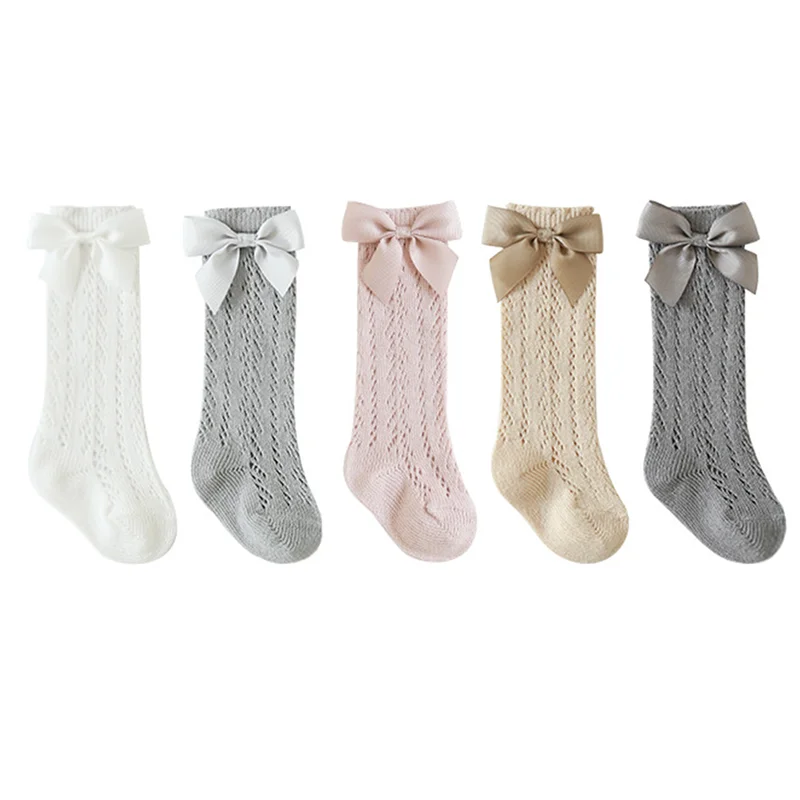 

1pair Baby Toddlers Girls Socks Solid Breathable Mesh Cotton Socks Medium Tube Socks Pure Cotton Breathable Mesh Cotton Socks