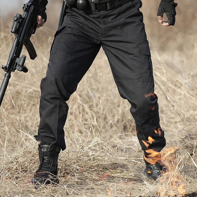 Черные брюки карго армейские военные тактические штаны мужские рабочие боевые