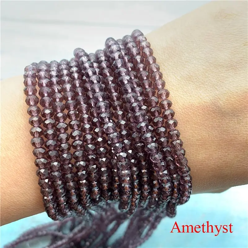 40 цветов 1 нить 2X3 мм/3X4 мм/4X6 мм хрустальные бусины rondelle хрустальные бусины стеклянные бусины для самостоятельного изготовления ювелирных изделий - Цвет: Amethyst