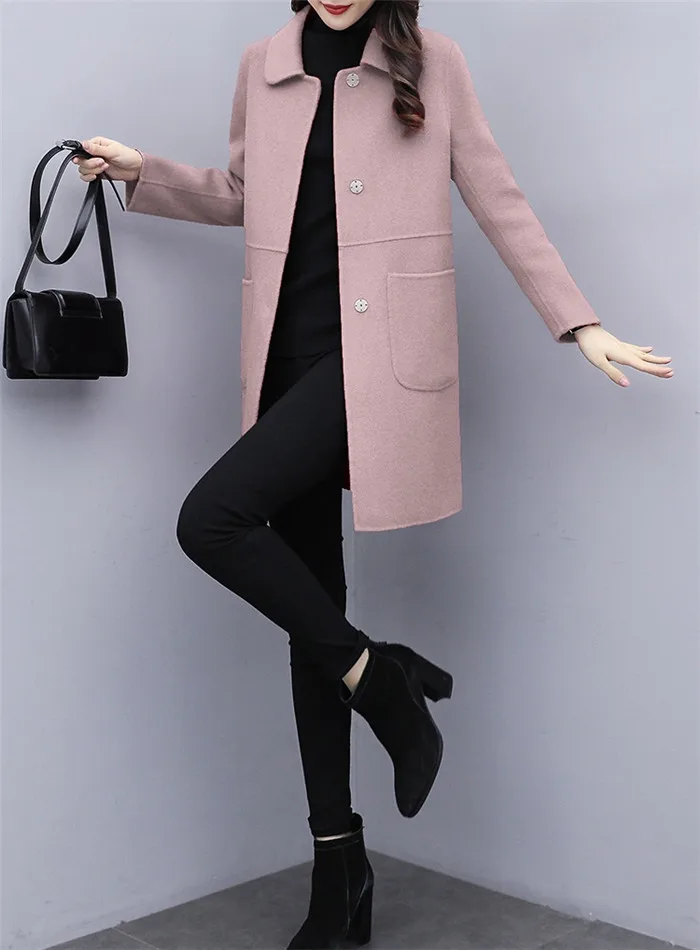 Модное Смешанное шерстяное пальто Женское Осень-зима 2021 Рождественская красная