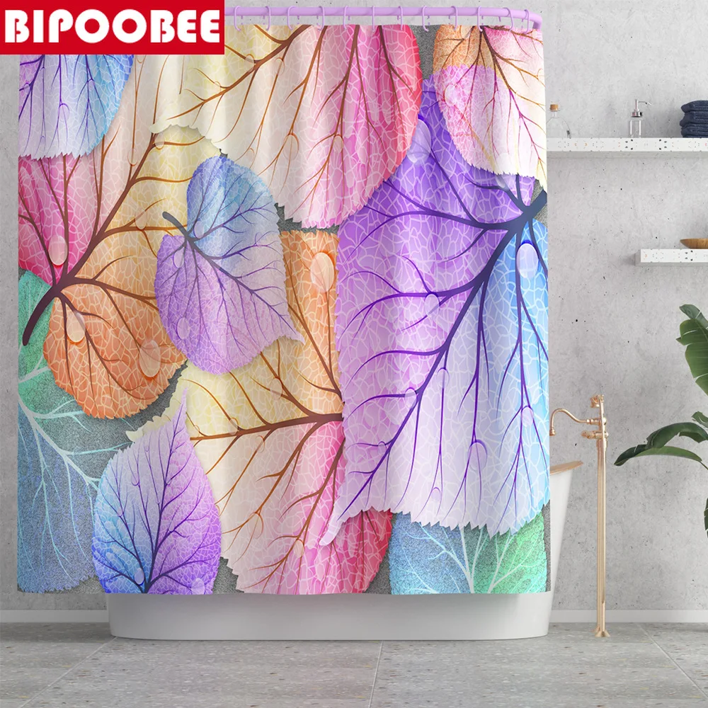 Занавеска для душа с красочными листьями украшения ванной комнаты чехол унитаза