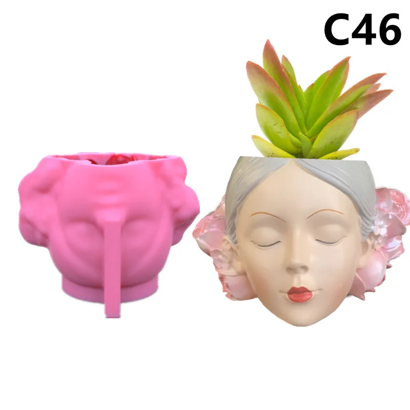 

3D Silicone Molds Girl with flowers Silica Gel Mould Succulent Plant Pot Home Decor DIY Cactus Plaster Clay Resin Craft C46