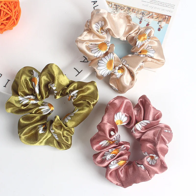 

Fashion Stain Flower Printing Hair Scrunchies Women Girls Hair Rope Ties Ladies Ponytail Holder Scrunchies Hair Accessories