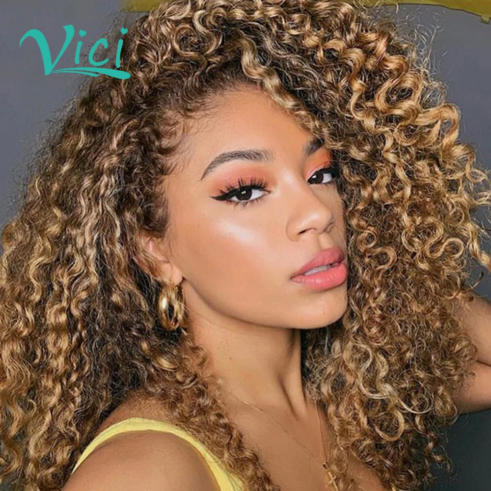 1b/30 Мёд блондинка Синтетические волосы на кружеве парики сетке кудрявые из