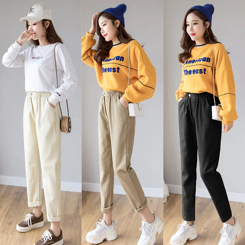 Брюки женские повседневные стирка свободные штаны карго для студенток