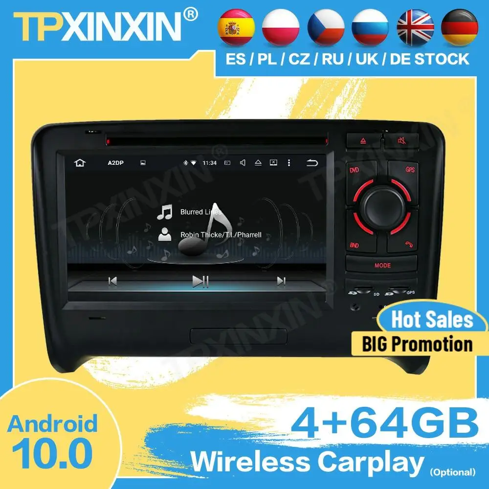 

Carplay Car Radio Stereo Wireless Screen Android For Audi TT 2006 2007 2008 2009 2010 2011 GPS Player Navigation Audio Head Unit