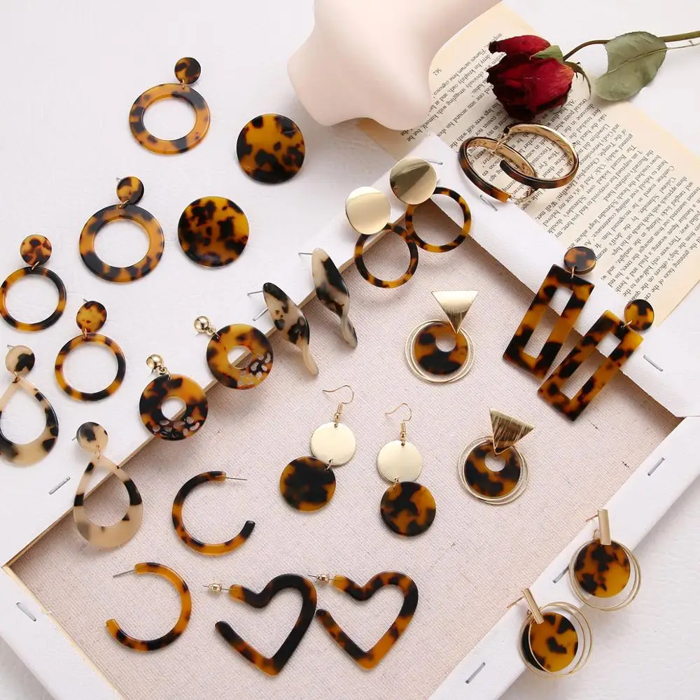 Винтажные акриловые леопардовые геометрические висячие серьги ALIUTOM для женщин