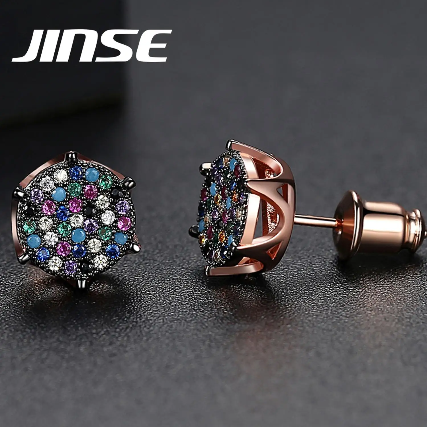 Серьги-гвоздики JINSE мужские в стиле панк многоцветные медные серьга