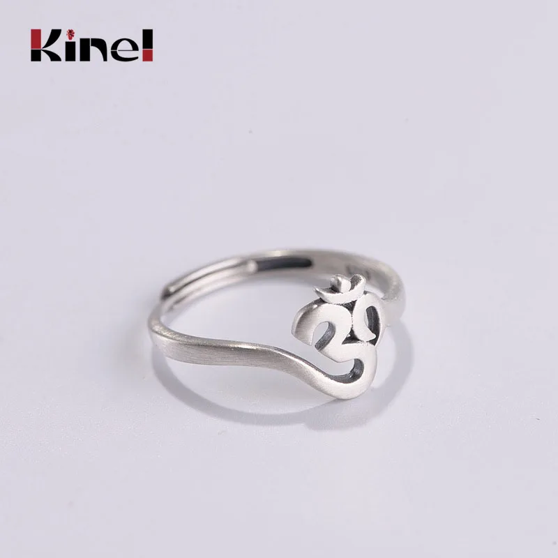 

Открытые винтажные массивные кольца Kinel из стерлингового серебра 925 пробы для буддистского Писания для женщин и мужчин, модные ювелирные из...