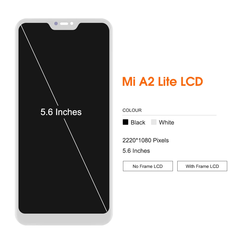 ЖК-дисплей 100% дюйма для Xiaomi Mi A2 Lite с сенсорным экраном и дигитайзером в сборе Redmi 6