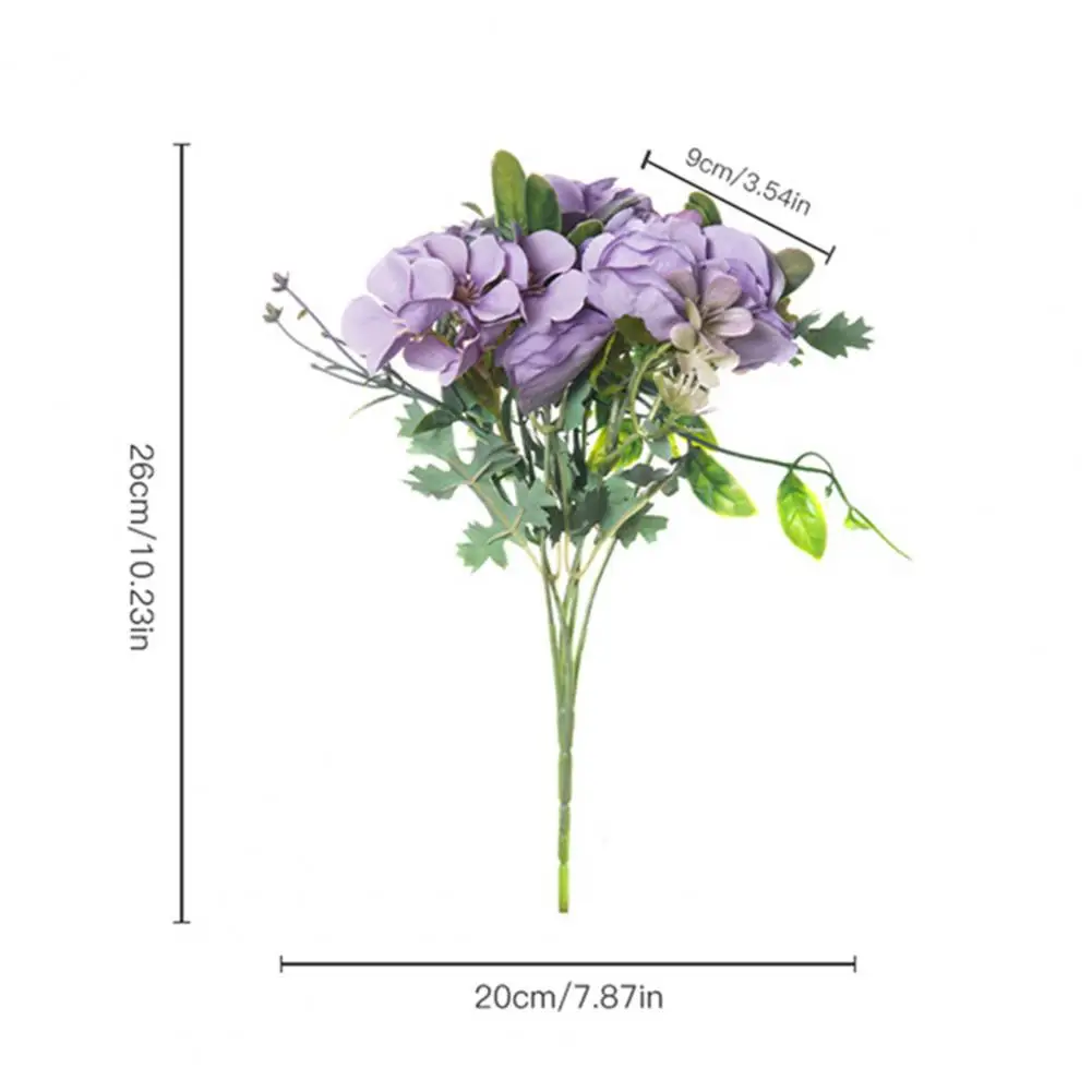 

Hot Sales 1 Bouquet Artificial Flower Wear-resistant No Withering Realistic Vivid Peony Artificial Plant for Party