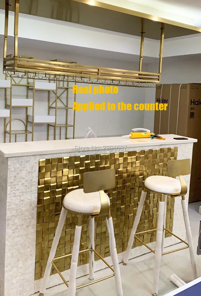 2022 new luxurious gold metal art mosaic 3d stainless steel mosaic tile kitchen backsplash tv counter background wall tiles free global shipping