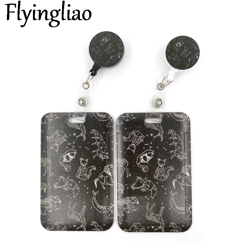 

Starry Animal Cute Credit Card Cover Lanyard Bags Retractable Badge Reel Student Nurse Exhibition Enfermera Name Clips