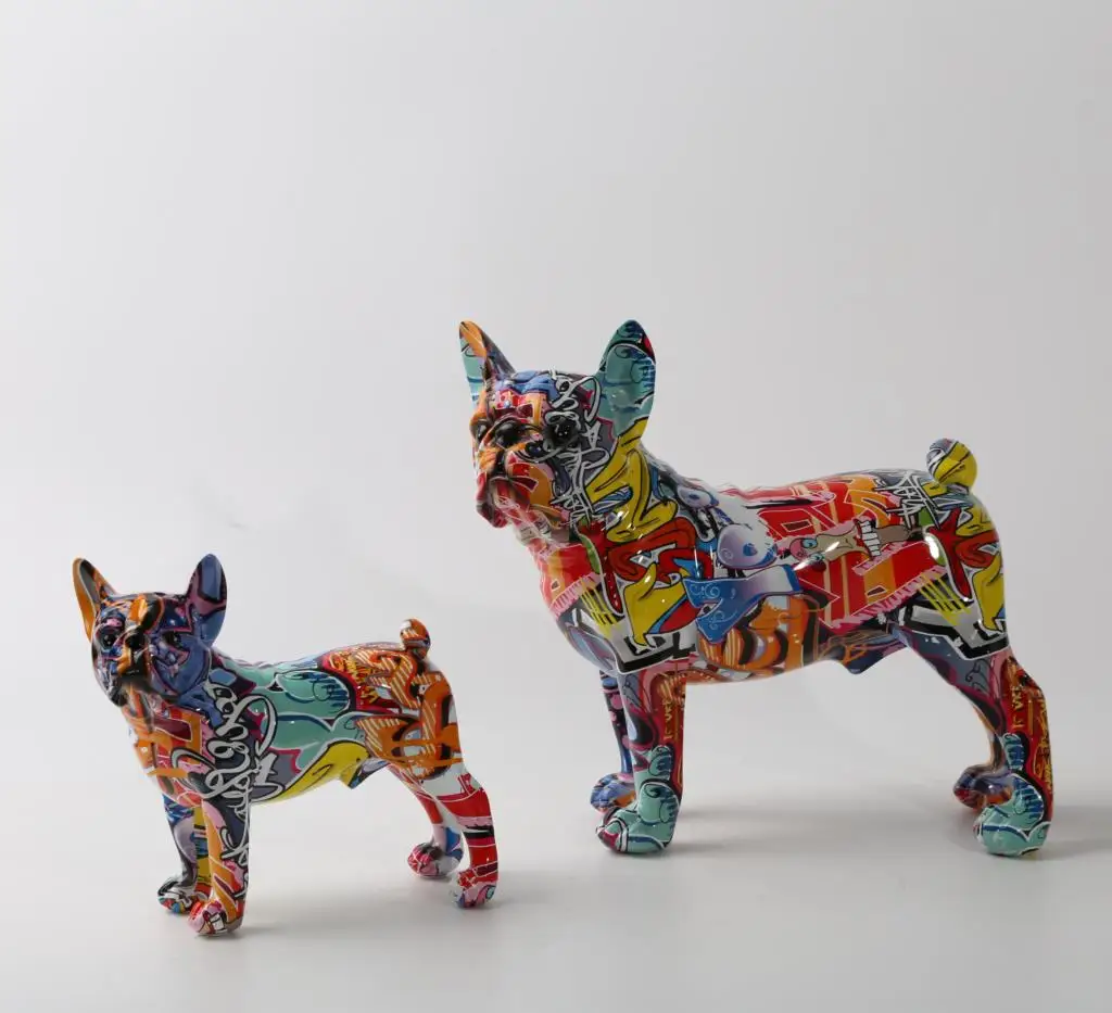 

Creative Nordic Painting Graffiti french bulldog Creative Resin Crafts Home Decoration Crafts Gift Office Resin Crafts