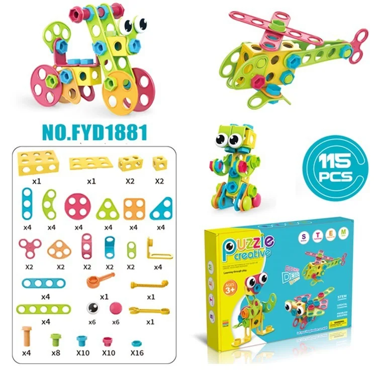 

Drilling Screw 3D Creative Mosaic Puzzle Educational Toys For Children Building Bricks Toys Kids DIY Geometric Set Kids Gifts