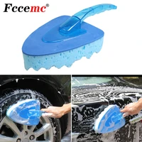 new car sponge brush seamless handle triangle sponge brush car wiping wheel brush cleaning tool universal auto accessories blue