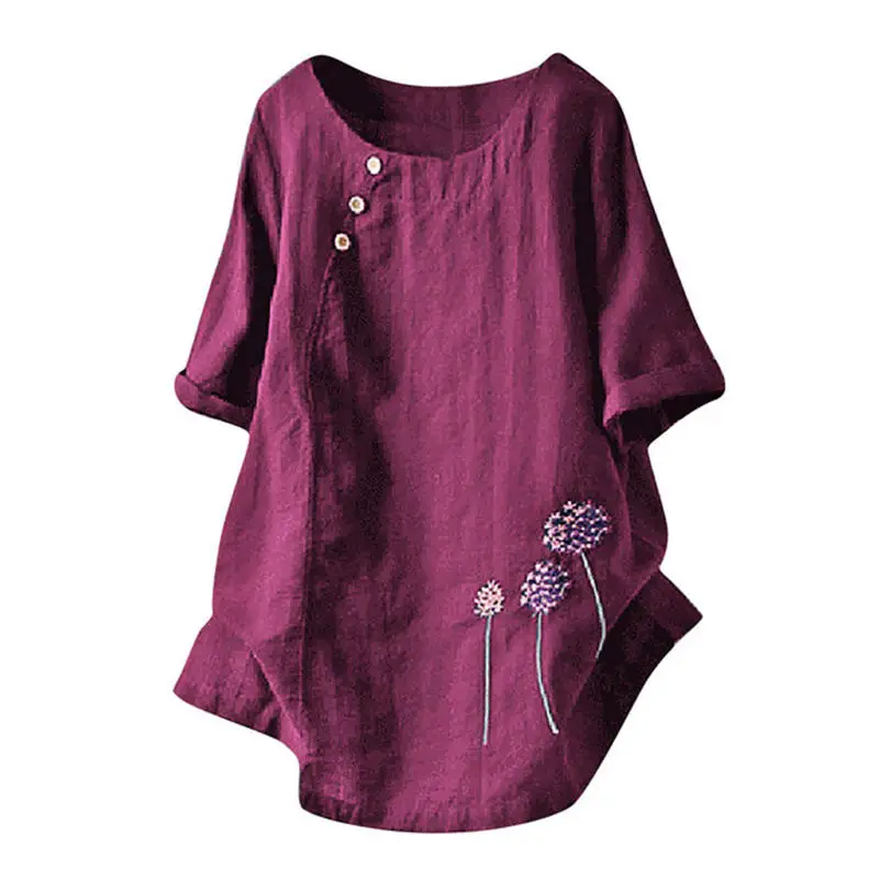 

5XL Vintage Shirts Women Blouse Loose Cotton Linen Shirts Female Short Sleeve Plus Size White Shirt Blouse Woman Clothes Q2699