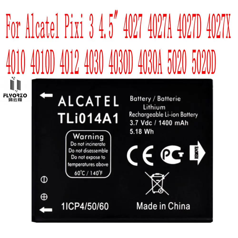 Высокое качество 1400mAh TLi014A1 батарея для Alcatel Pixi 3 4 5 &quot4027A 4027D 4027X 4010D 4012 4030D 4030A 5020 5020D