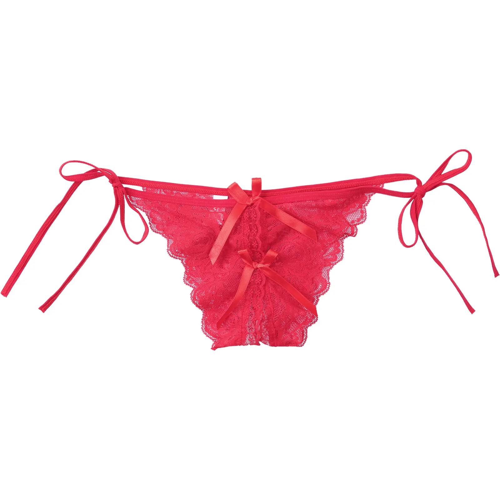 inhzoy Men Sissy Low Waist Panties Lingerie Night Gay Hot Sexy Erotic Floral Lace Thong G-string Lace-up T-back Underwear Briefs |
