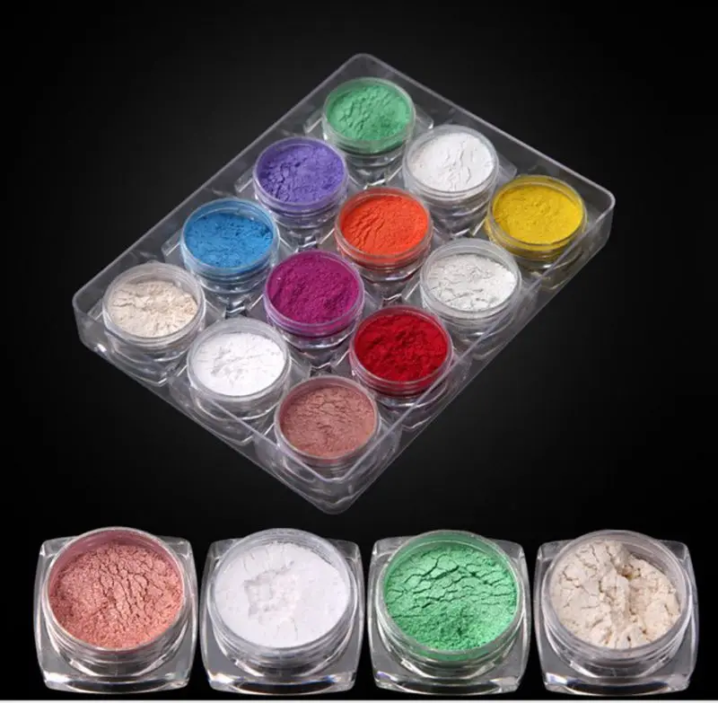

60Pcs Resin Pearl Pigment Mica Powder Glitters Sequains Nail Art Jewelry Making 87HC