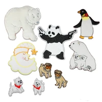 cartoon white bear patch stickers for clothes jcaket badge applique embroidery iron on animal patches for backpack diy decor