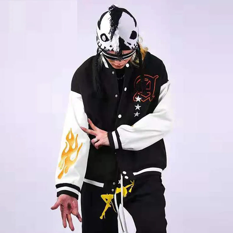 

Куртка мужская кожаная оверсайз с рукавами-фонариками и вышивкой