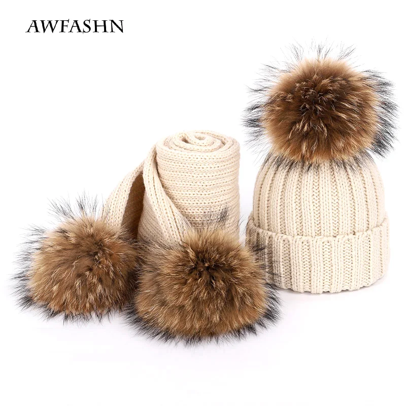 2019 шапка для мамы/детей из меха енота плюшевая Вельветовая вязаная