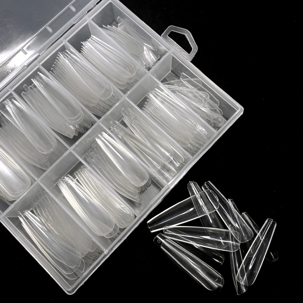 240pcs full cover XXL coffin nail tips extra long press on nails professional Natural clear artificial capsule ongle | Красота и