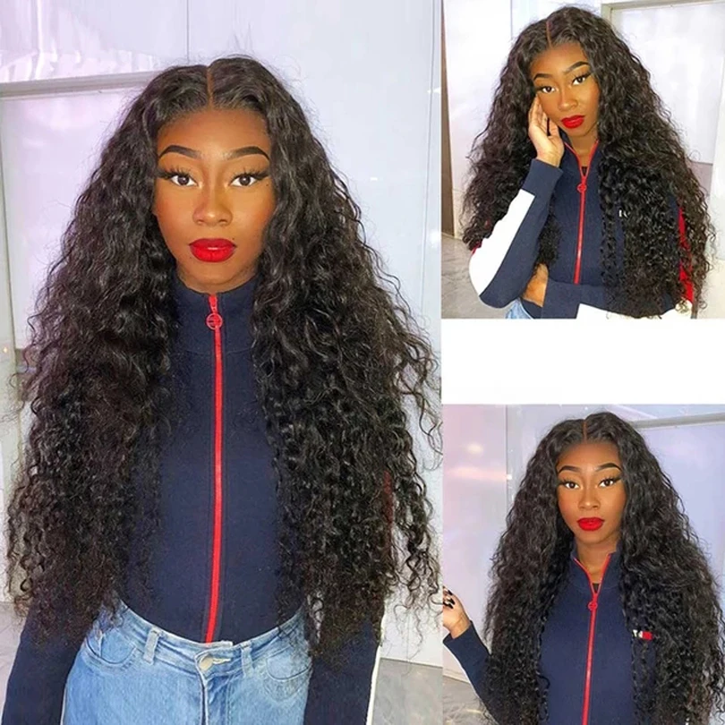 

26Inch Kinky Curly Long Nautral Black Color For Women Synthetic Wigs Lace Wig Natural Hairline For Women With Baby Hair