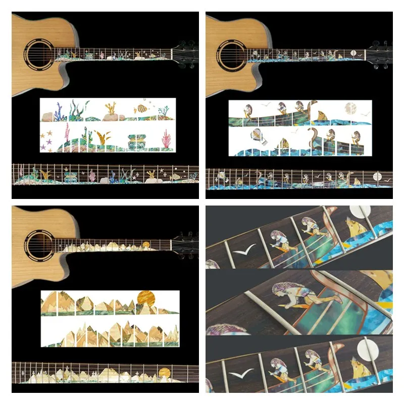 28 stile kreuz inlay decals griffbrett aufkleber für elektrische akustische gitarre bass ultra dünne aufkleber ukulele guitarra zubehör