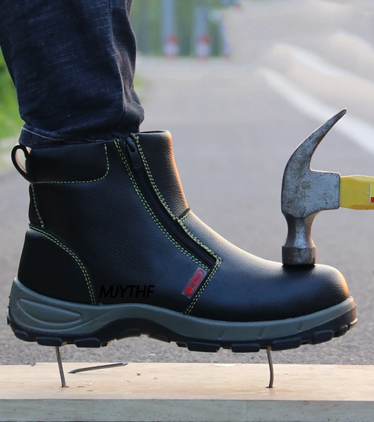 Кожаные рабочие ботинки безопасная обувь со стальным носком плюшевые теплые