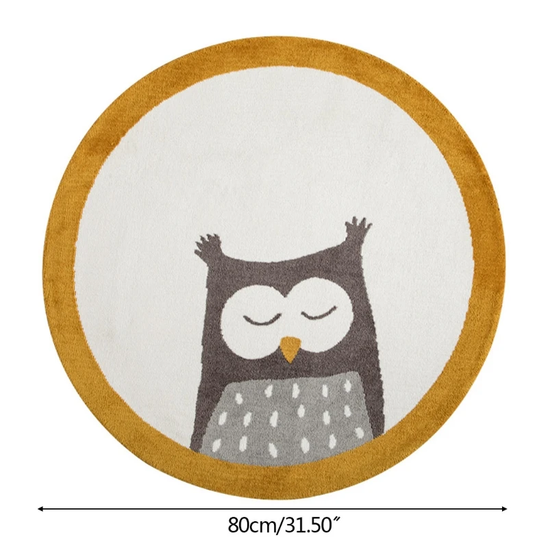 

Baby Play Mat Crawling Carpet Kid Room Floor Rug Round Cartoon Owl Print Playmat