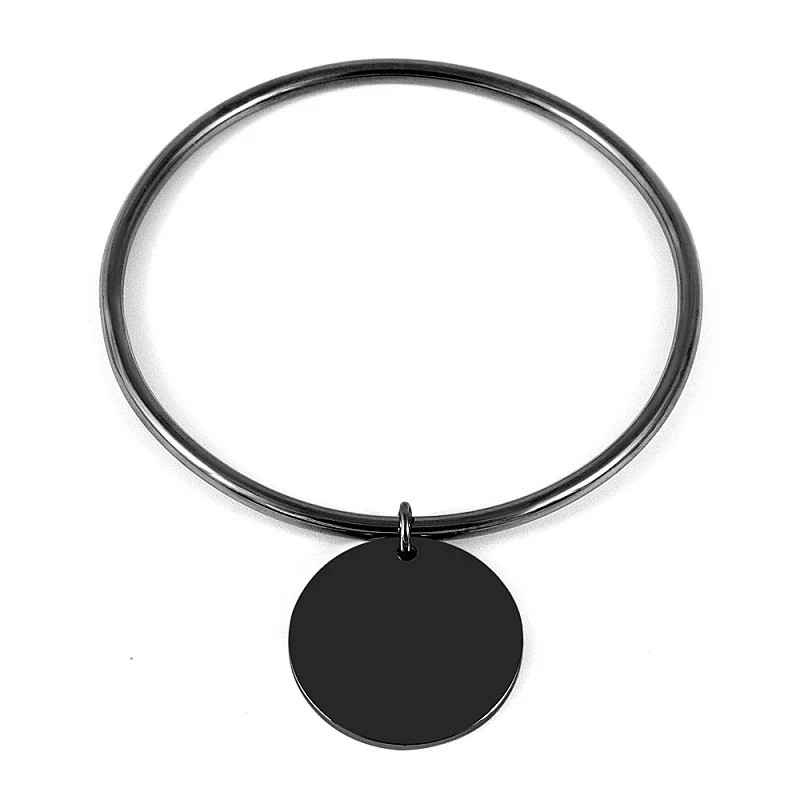 Stainless Steel Metal Wafers Charm Bracelet Bangle For Women 4 Colors 10 mm Round Disk Pendant Bracelets Jewelry Gift | Украшения и