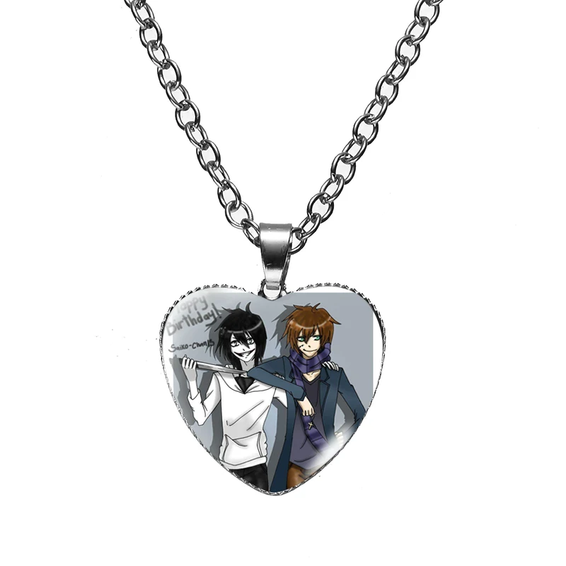 Ожерелье с кулоном в виде сердца Джефф и Джейн жуткая паста ожерелье Ticci Тоби со