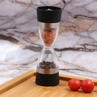 manually 2 in 1 hourglass shape dual salt pepper mill spice grinder pepper shaker kitchen cooking tools easy to clean