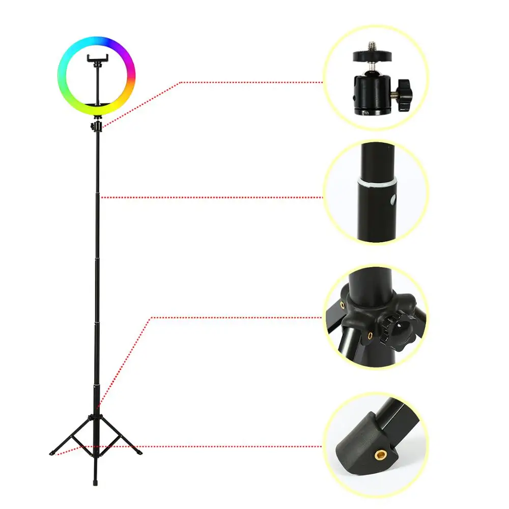 10 дюймов RGB кольцевой светильник с selfie stick светодиодная кольцевая лампа USB 14 видов